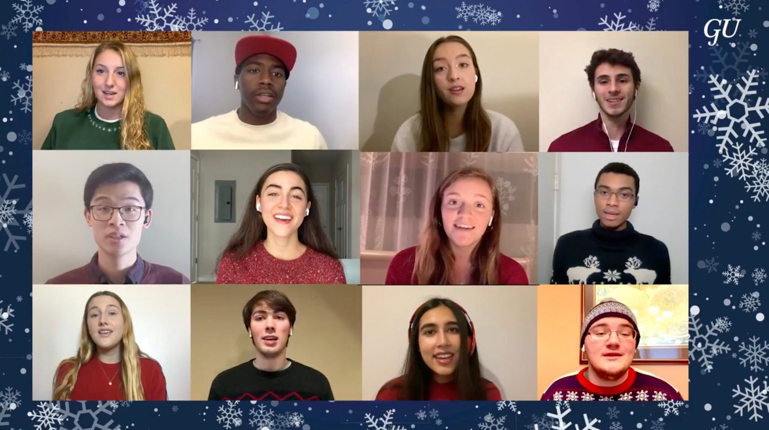 Georgetown University a cappella group performs as part of the 2020 virtual tree lighting.