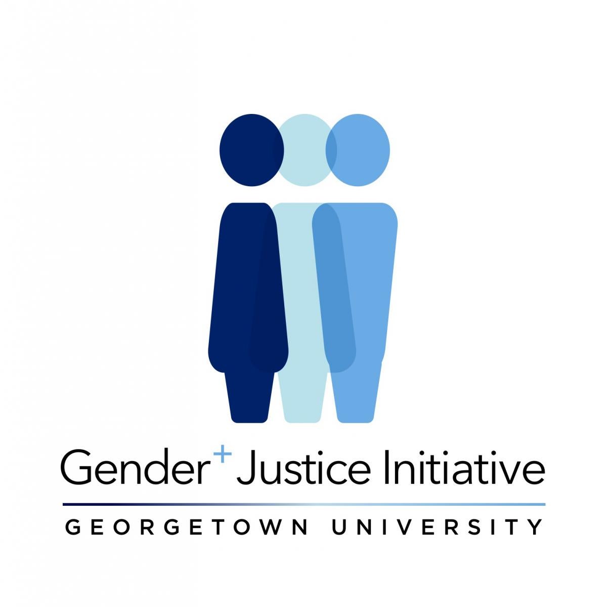Georgetown University Gender+ Justice Initiative logo, with three human figures in shades of blue